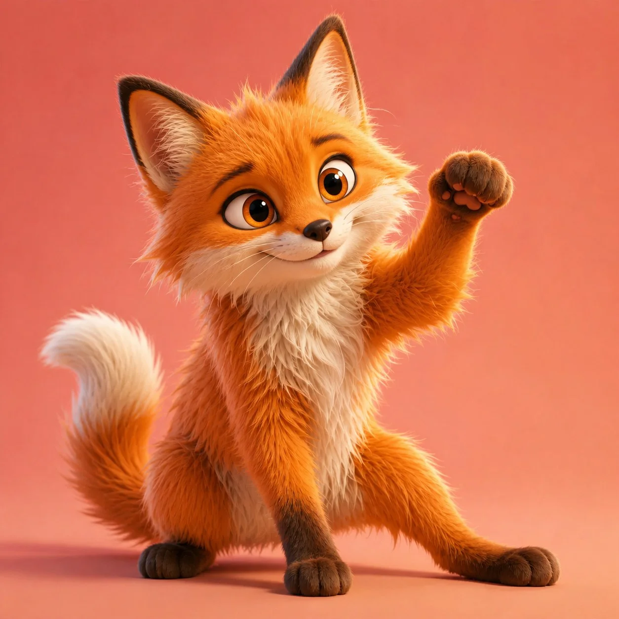 Generación de una imagen real con IA de Muse Video: un personaje de zorrito 3D estilo Pixar
